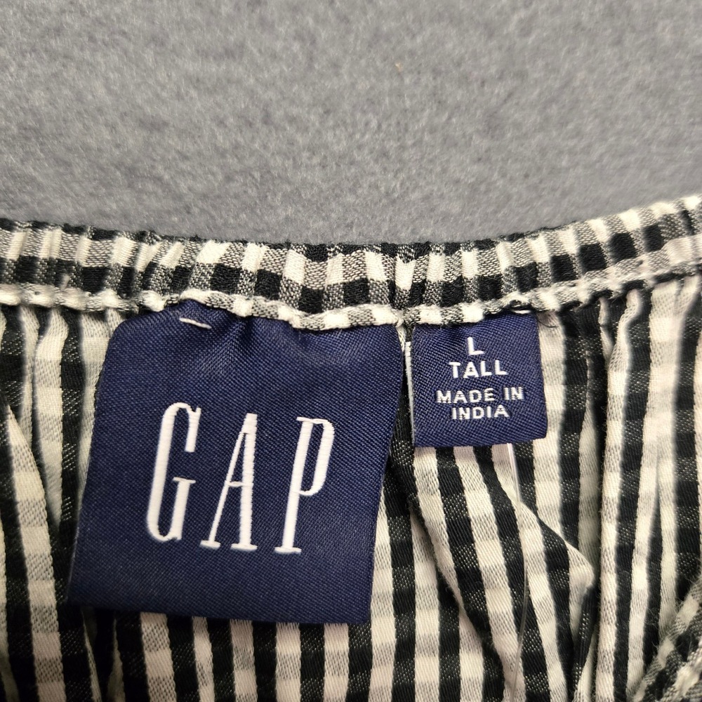 Gap Gingham Cottagecore Country Mini Dress Womens L Tall Black Ruffle Sleeve - Picture 7 of 13